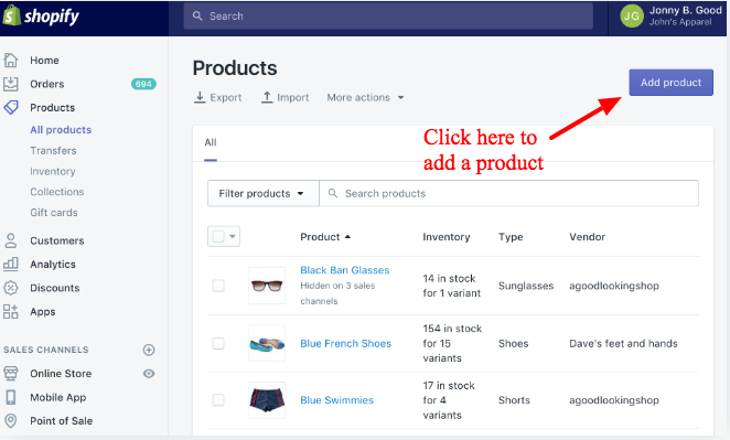 Click here to add a product