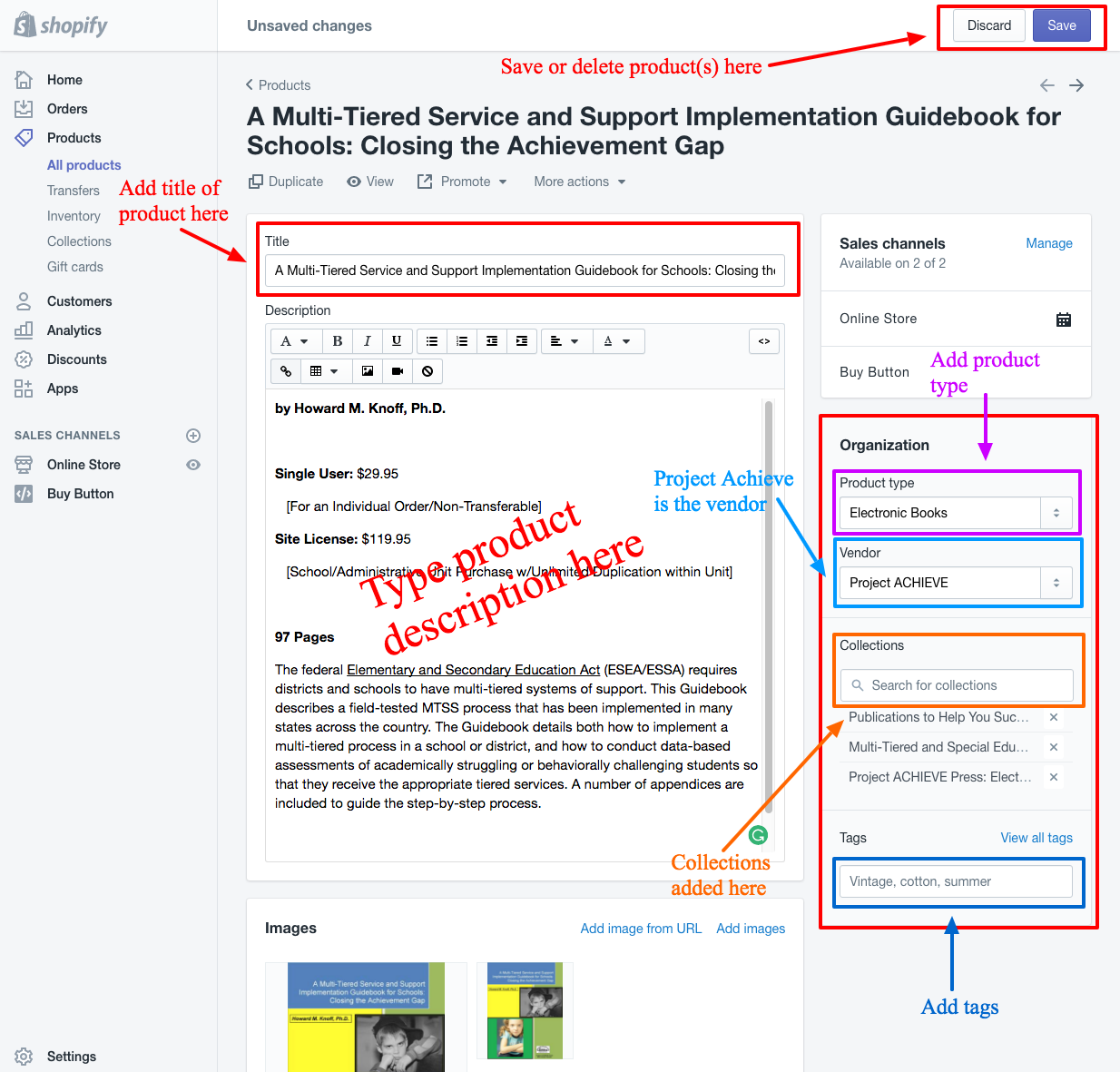 Organize products Organize products